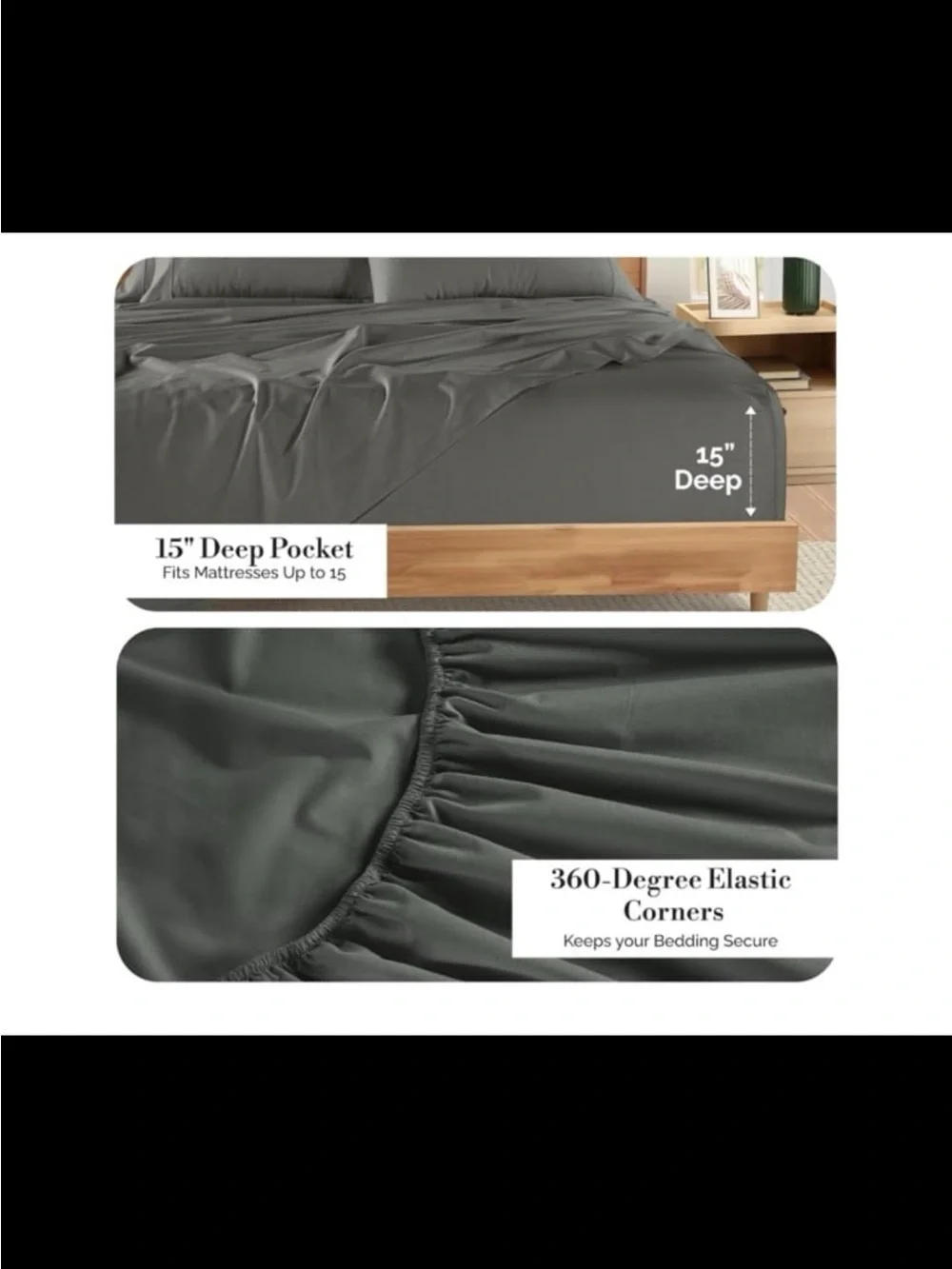 100% Cotton 4-Piece Twin XL Sheet Set in Gray